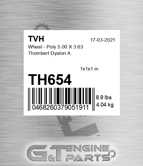 TH654 Wheel - Poly 5.00 X 3.63 Thombert Dyalon A