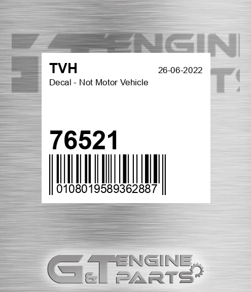 76521 Decal - Not Motor Vehicle