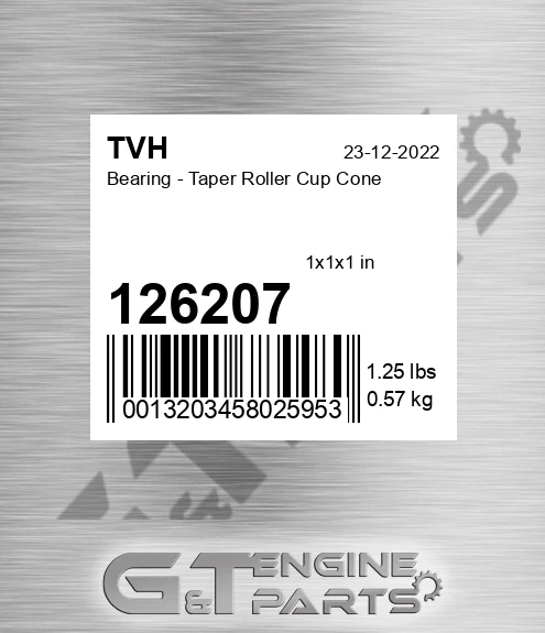 126207 Bearing - Taper Roller Cup Cone