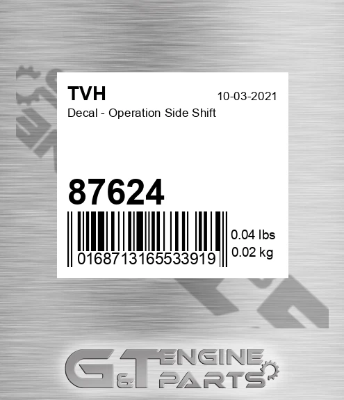 87624 Decal - Operation Side Shift
