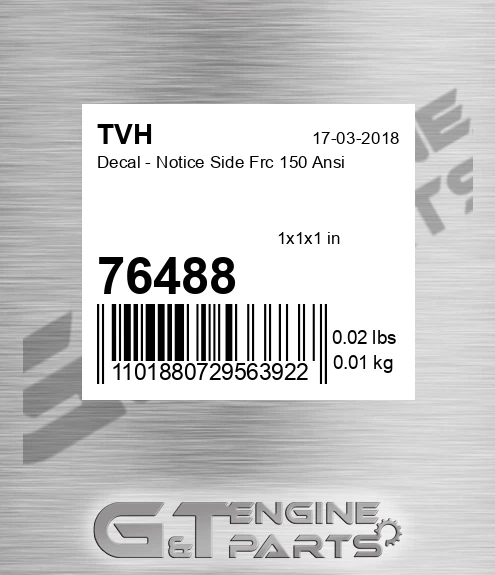 76488 Decal - Notice Side Frc 150 Ansi