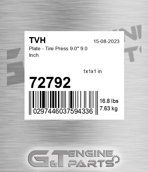 72792 Plate - Tire Press 9.0&quot; 9.0 Inch