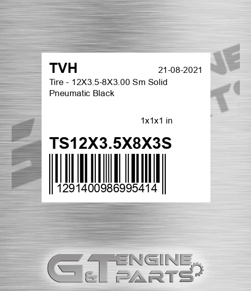 TS12X3.5X8X3S Tire - 12X3.5-8X3.00 Sm Solid Pneumatic Black