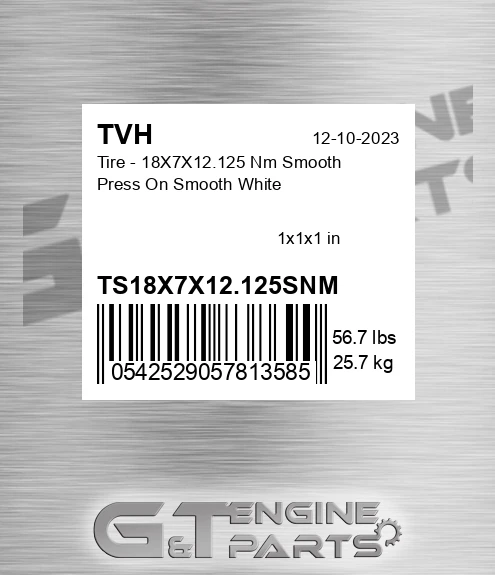 TS18X7X12.125SNM Tire - 18X7X12.125 Nm Smooth Press On Smooth White