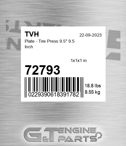 72793 Plate - Tire Press 9.5&quot; 9.5 Inch