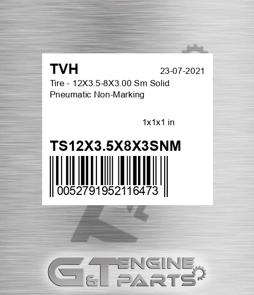 TS12X3.5X8X3SNM Tire - 12X3.5-8X3.00 Sm Solid Pneumatic Non-Marking