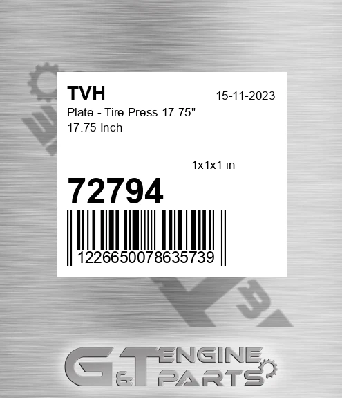 72794 Plate - Tire Press 17.75&quot; 17.75 Inch