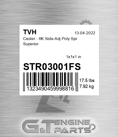 STR03001FS Caster - 6K Side-Adj Poly Spr Superior