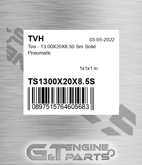 TS1300X20X8.5S Tire - 13.00X20X8.50 Sm Solid Pneumatic