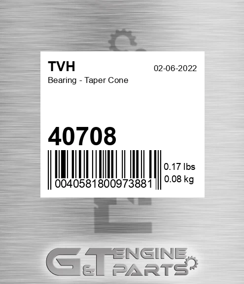 40708 Bearing - Taper Cone