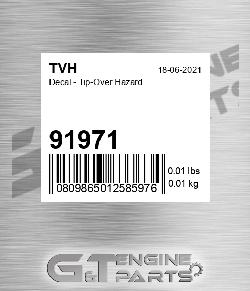 91971 Decal - Tip-Over Hazard