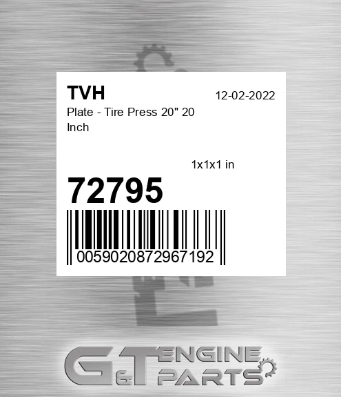72795 Plate - Tire Press 20&quot; 20 Inch