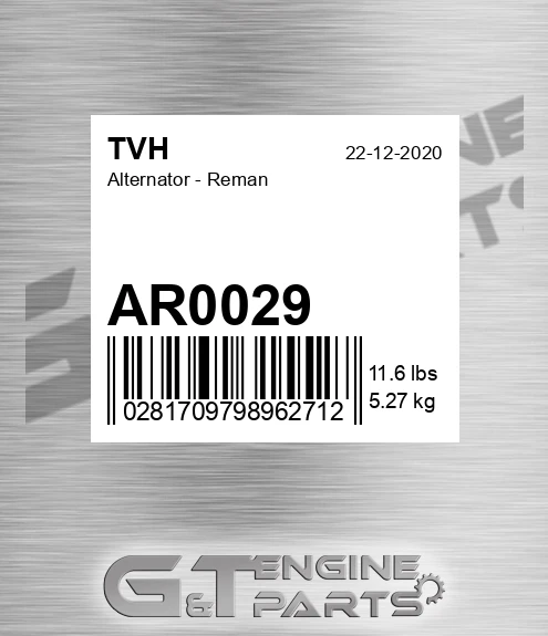 AR0029 Alternator - Reman