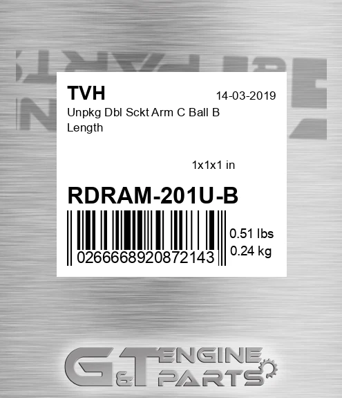 RDRAM-201U-B Unpkg Dbl Sckt Arm C Ball B Length