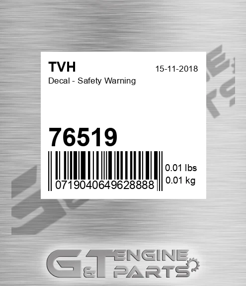 76519 Decal - Safety Warning