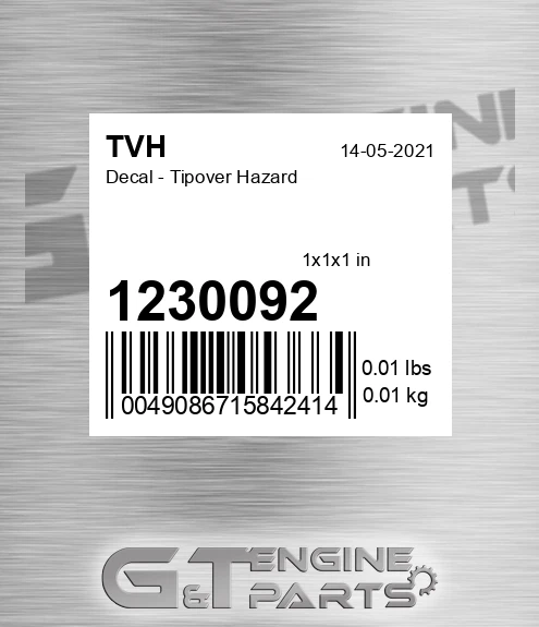 1230092 Decal - Tipover Hazard