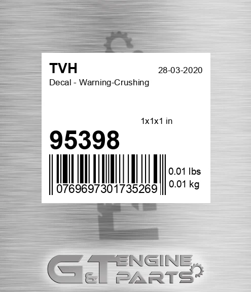 95398 Decal - Warning-Crushing