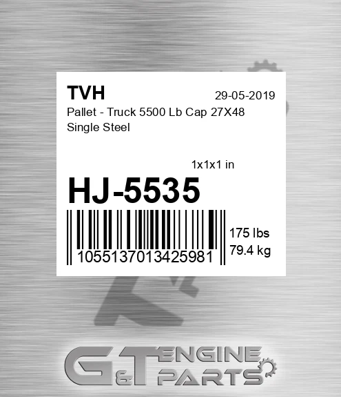 HJ-5535 Pallet - Truck 5500 Lb Cap 27X48 Single Steel