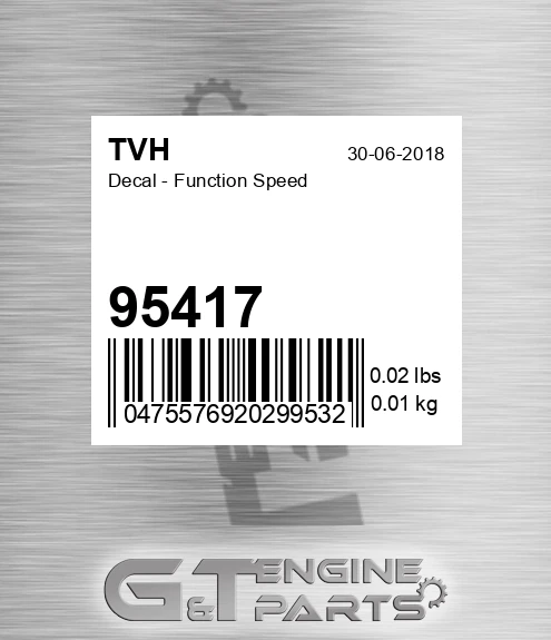 95417 Decal - Function Speed