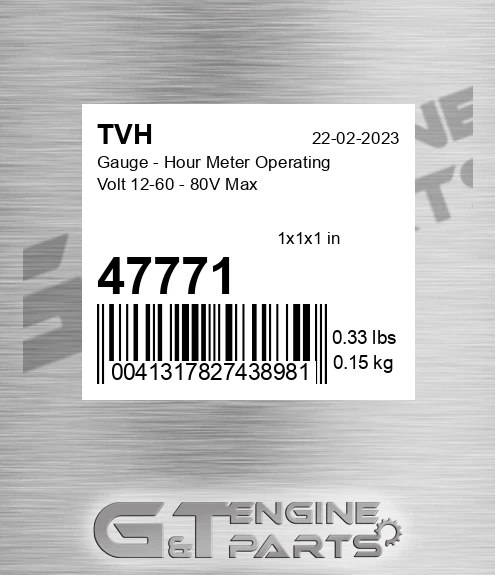 47771 Gauge - Hour Meter Operating Volt 12-60 - 80V Max