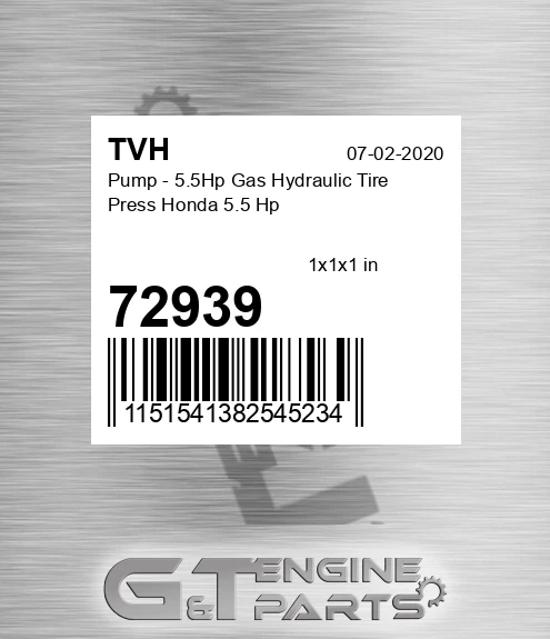 72939 Pump - 5.5Hp Gas Hydraulic Tire Press Honda 5.5 Hp