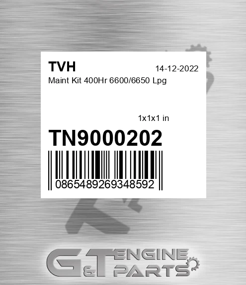 TN9000202 Maint Kit 400Hr 6600/6650 Lpg