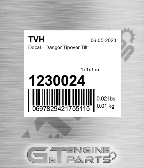 1230024 Decal - Danger Tipover Tilt