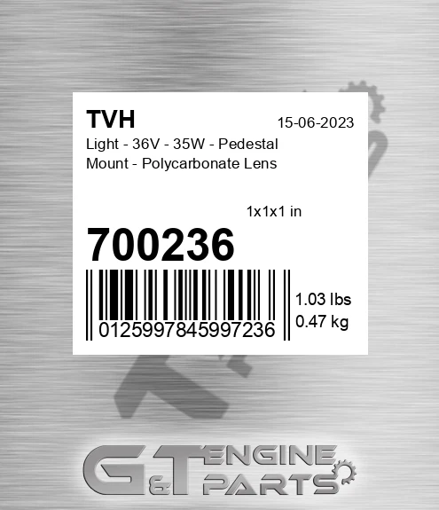 700236 Light - 36V - 35W - Pedestal Mount - Polycarbonate Lens