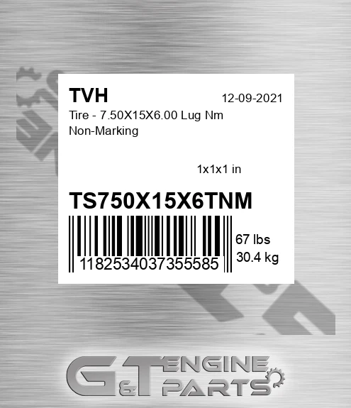 TS750X15X6TNM Tire - 7.50X15X6.00 Lug Nm Non-Marking