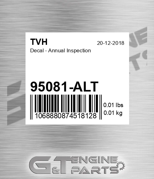 95081-ALT Decal - Annual Inspection