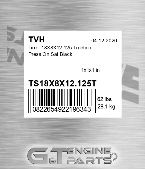 TS18X8X12.125T Tire - 18X8X12.125 Traction Press On Sat Black