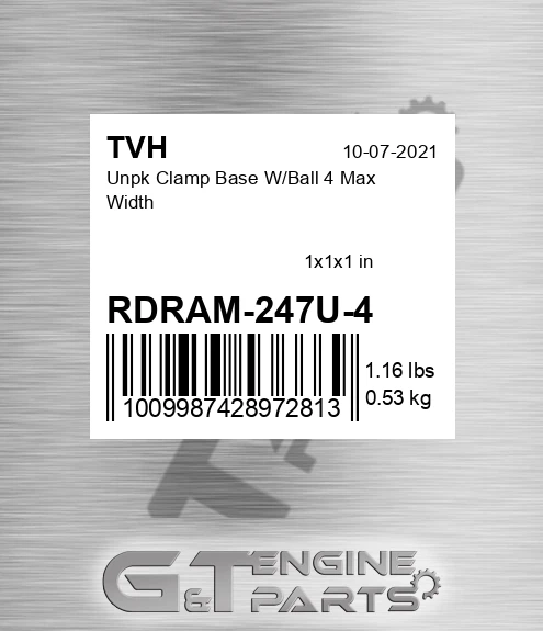 RDRAM-247U-4 Unpk Clamp Base W/Ball 4 Max Width
