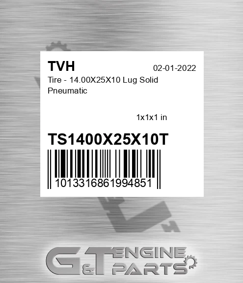 TS1400X25X10T Tire - 14.00X25X10 Lug Solid Pneumatic
