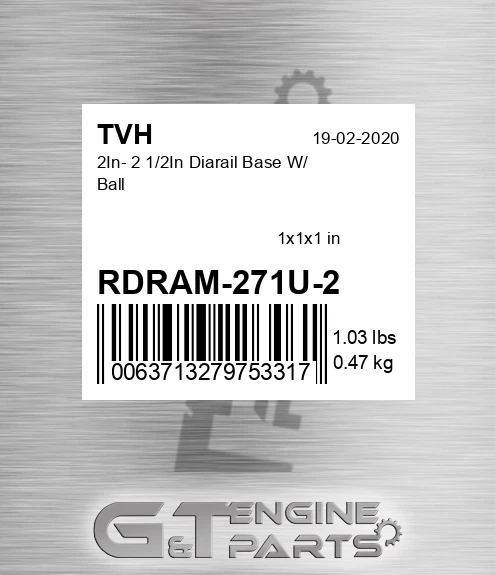 RDRAM-271U-2 2In- 2 1/2In Diarail Base W/ Ball