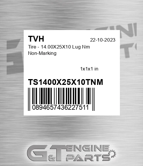 TS1400X25X10TNM Tire - 14.00X25X10 Lug Nm Non-Marking