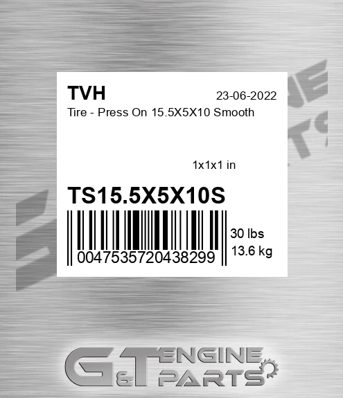 TS15.5X5X10S Tire - Press On 15.5X5X10 Smooth