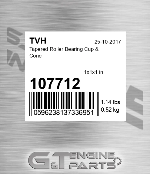 107712 Tapered Roller Bearing Cup &amp; Cone