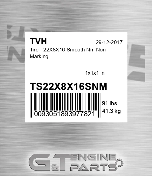 TS22X8X16SNM Tire - 22X8X16 Smooth Nm Non Marking