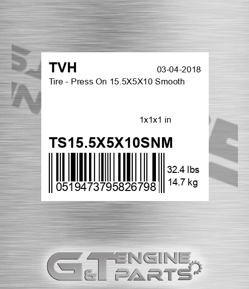 TS15.5X5X10SNM Tire - Press On 15.5X5X10 Smooth