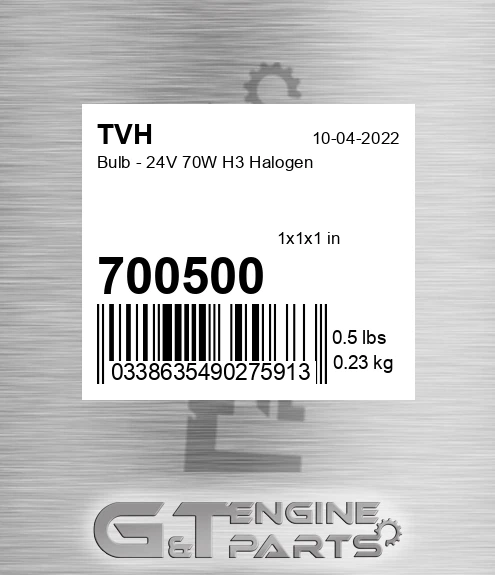 700500 Bulb - 24V 70W H3 Halogen