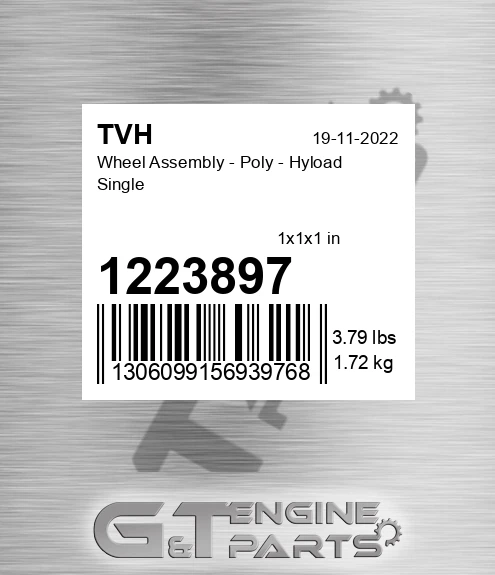 1223897 Wheel Assembly - Poly - Hyload Single