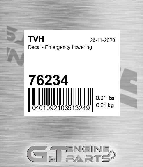76234 Decal - Emergency Lowering