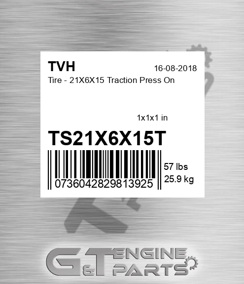 TS21X6X15T Tire - 21X6X15 Traction Press On