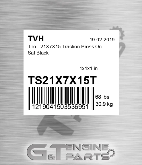 TS21X7X15T Tire - 21X7X15 Traction Press On Sat Black