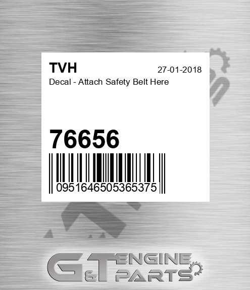 76656 Decal - Attach Safety Belt Here