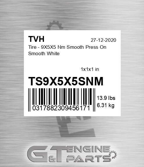 TS9X5X5SNM Tire - 9X5X5 Nm Smooth Press On Smooth White