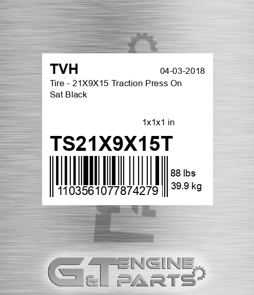 TS21X9X15T Tire - 21X9X15 Traction Press On Sat Black
