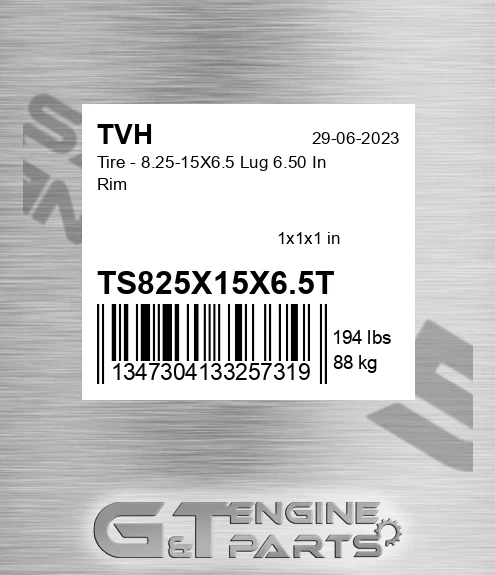 TS825X15X6.5T Tire - 8.25-15X6.5 Lug 6.50 In Rim
