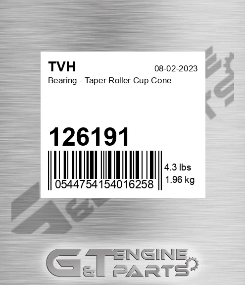 126191 Bearing - Taper Roller Cup Cone