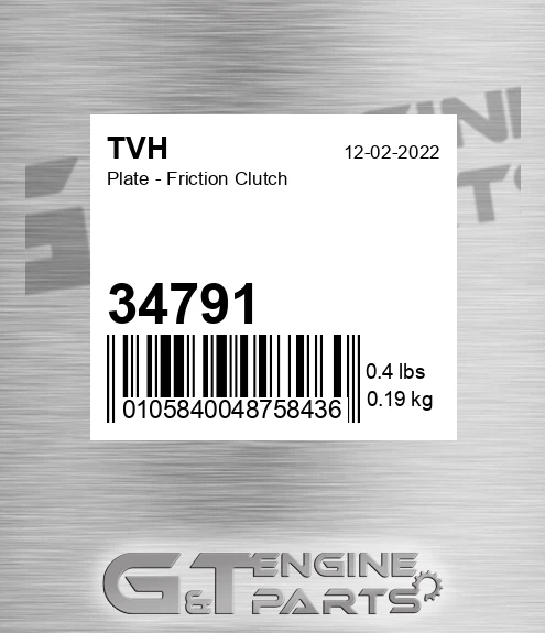 34791 Plate - Friction Clutch